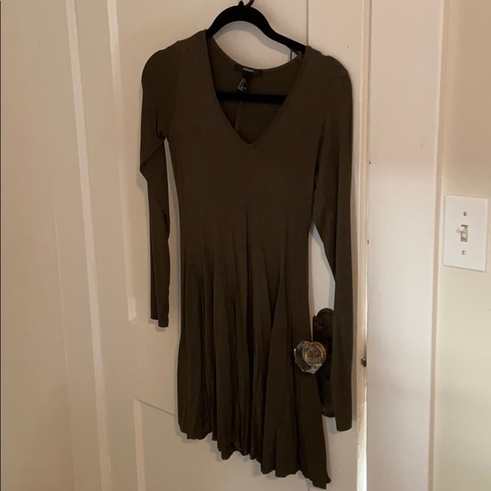 Long sleeve olive dress
